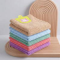 Microfibre Cloth 5 Pack Dish Cloths, Hanging Kitchen Towel Tea Towels, Soft Coral Fleece 30x30cm Square Cleaning Cloth with Hanging Loop