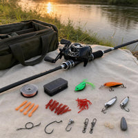 Lure Fishing Rod and Reel Combo Set - Spinning or Baitcasting Reel, Carbon Fiber Telescopic Rod for Freshwater Saltwater