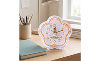 Translucent Flower-Shaped Alarm Clock Large Numerals Clear Plastic Alarm Clock Folding Stand Desk Accessory Floral Motif