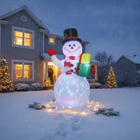 Multicolor Inflatable Snowman with Gift Boxes Outdoor Christmas Inflatable Snowman Illuminated Lawn Decoration Light-up for Yard, Patio
