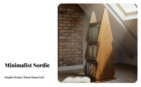 Nordic aesthetic Rotating bookshelf Tower Floor-Standing Rotating Book Tower 360-Degree Rotation bookshelf Multitier Design for Children, Families, kid's Room, Playroom, Small Spaces, Home Office