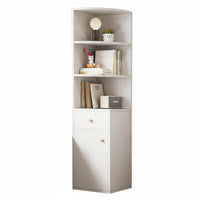 Corner Shelf Unit with Drawers Enclosed Compartments Storage Cabinet for Bedroom