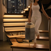 Stair Basket with Rope Handles Space-Saving Stair Storage Basket with Handle Sturdy Bin for Stairs