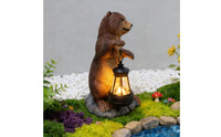 Outdoor Garden Statue with Solar Lantern Weather-Resistant Figurine with Solar Lantern Waterproof Patio Decoration Automatic for Yard, Pathway