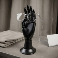 Articulated Hand Stand Black Posable Hand Model Flared Base