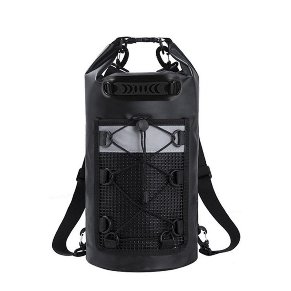 Mesh Pocket Roll-Top Dry Bag Backpack Adjustable Shoulder Straps Cylindrical Dry Bag Backpack Reinforced Seams Outdoor Gear Clip Hardware for Camping, Travel, Beach Trips, Rafting