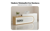 Modern LED Reception Desk Stylish and Functional Company Reception Table Easy Assembly Retail Cashier Stand for Business Owners, Lobby