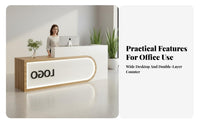 Modern LED Reception Desk Stylish and Functional Company Reception Table Easy Assembly Retail Cashier Stand for Business Owners, Lobby
