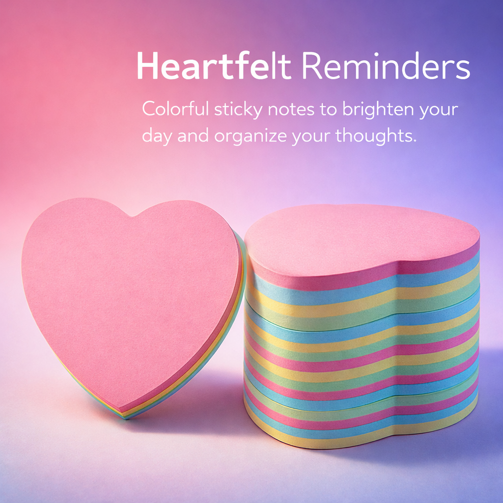 Shape Sticky Notes Colorful Multicolor, Self Memo Pads for Messages and Reminders, Aesthetic for Students, 100 Sheets