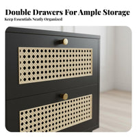 2-Drawer Woven-Front Cabinet Compact Size 2-Drawer Storage Stand Multi-Purpose