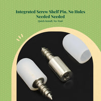 automatic threading Screw Shelf Support Pegs, Integrated Metal Cabinet Holder, Non-slip, Closet, Shelving Unit, Kitchen