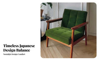Upholstered Single Sofa Japanese with Design Armchair Firm Wood Frame Soft Upholstery for Readers, Living Room, Bedroom