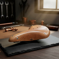 Vintage-Style Leather Bike Seat with Springs Sprung Leather Cycle Saddle Retro Bike Saddle Cushioned for Commuters, Cyclists, City Cruisers, Road Bikes