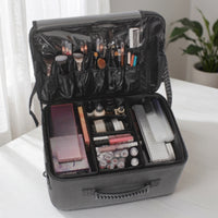 Makeup Case with Shoulder Strap Professional Travel Makeup Case Zippered Cosmetic Organizer with Dividers for Journeyers