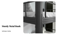 Dormitory Bed Stable Structure Metal Bunk Bed Frame No Box Spring Needed for Students, Adults, Dorm Room, Hostel, Apartment