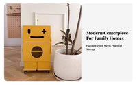 Robot-Shaped Cabinet Mobile with Wheels Nightstand Sturdy Construction