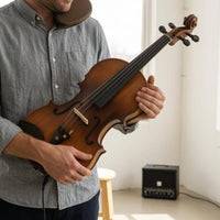 Beginner Kit Adult-Size 4/4 Electric Violin Antique Matte Finish String Instrument Natural Brown
