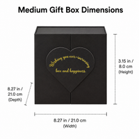 Square Gift Box with Lid Paper Heart Pattern 21x21x8cm Cardboard for Birthdays