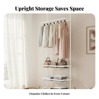 Tension Pole Closet System Open Design Garment Rack Easy to Assemble for Renters