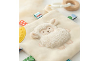 Portable Baby Soothing Cloth with Teether Compact Lovey with Teether Cozy Security Blanket with Wooden Loop Snuggly for Babies, Stroller, Tummy Time