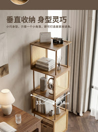 Bamboo Rolling Bookshelf with Wheels for Living Room
