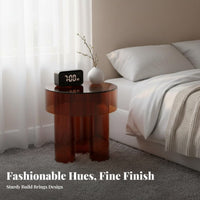 Round Acrylic Side Table Lightweight Nightstand adaptable for Office, Homeowners