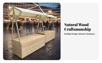 Long-Lasting Wood Frame Vending Booth with Canopy Movable Wheels Mobile Vendor Stand Stable Structure Outdoor Kiosk with Canopy Multipurpose for Street Vendors, Small Business Owners, Event Organizers, Night Markets, Festivals, Temporary Shops