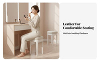Padded Dressing Seat Sturdy Upholstered Four-Legged Stool Stable Structure