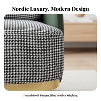 Houndstooth Armchair Nordic Design Upholstered Accent Armchair Retro Design Easy Assembly for Readers, Living Room