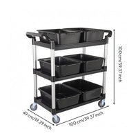 3-Tier Utility Cart Metal Frame Three-Tier Trolley Side Handles
