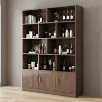 Standing Beverage Cabinet Solid Wood Construction Floor Standing Storage Unit Large Capacity Modern Display Hutch for Collectors, Homeowners, Home Bar