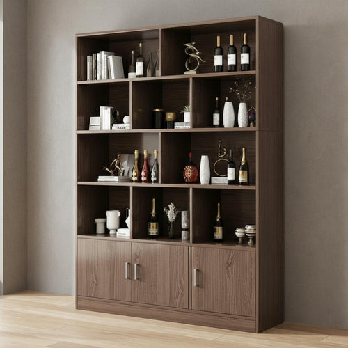 Standing Beverage Cabinet Solid Wood Construction Floor Standing Storage Unit Large Capacity Modern Display Hutch for Collectors, Homeowners, Home Bar