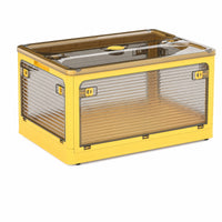 Foldable Bin with Doors Transparent Foldable Storage Box with Lid Space-Saving for Closet