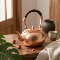 Hammered Copper Tea Kettle Stovetop Teapot Comfortable Pouring for Kitchen