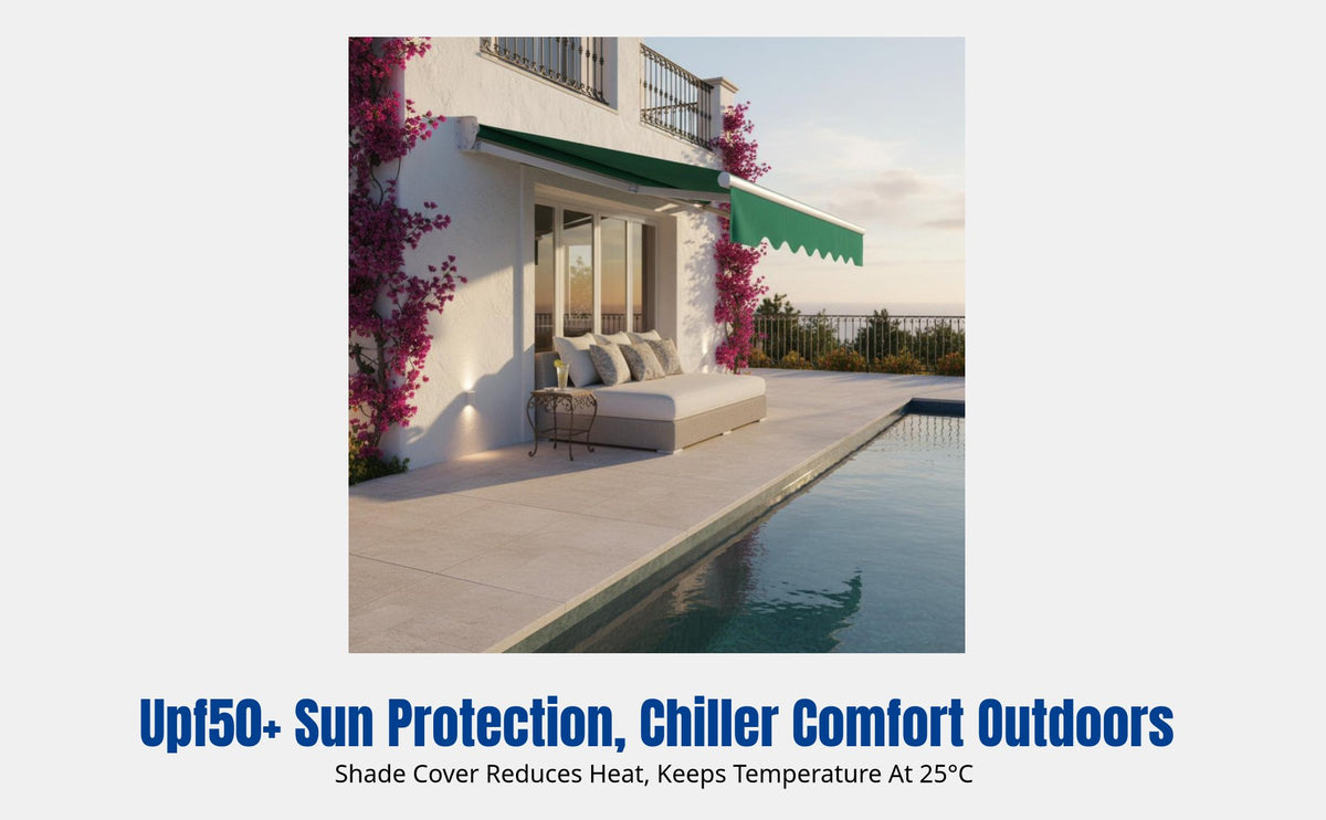 Retractable Awning, Folding Electric Patio Cover, Outdoor Balcony Waterproof Aluminum Frame