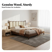 Durable Wood Construction Upholstered foundation Bed mid-century modernera Modern Design Upholstered Bed Frame Padded Headboard Bedroom Furniture Retro design for partners, Homeowners, Families with Children, Guest Room, studio apartment, Apartment