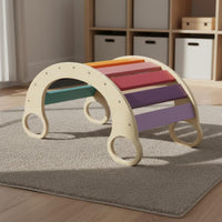 Rocking Climbing Arch Rounded Rounded Edges Kids Climbing Arch Wooden Rainbow Balance Board Non-Formaldehyde Glue Kids Indoor