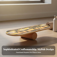 Sturdy Wood Construction Wooden Balance Board Anti-Slip Surface Wooden Balance Coach High Load Capacity Core Training Board Full Body Workout for Surfers, Athletes, Beginners, Mindful Stretching, Home Gym, Standing Desk