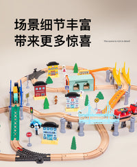 Beech Wooden Track Building Blocks Toy Train Set for Kids Educational Puzzle Gift