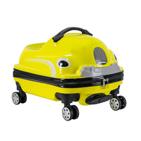 Rotating Sit-and-Ride Suitcase Glossy Children's Suitcase with Wheels Sturdy Sit-and-Ride Luggage Secure for Children, Traveling Families
