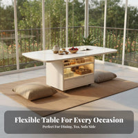 Elevate-Top Coffee Table Multi-Functional Transformable Elevate-Top Table Hidden Compartments Sturdy Construction for Homeowners