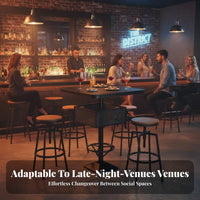 Urban Loft design Round Bar Table and Stools With Footrest Pub Seating scuffResistant Counter Stool sturdyDuty Construction for Restaurant Owners, Cafe Proprietors, Interior Designers, Home Kitchen, Dining Room, Small Spaces, Patio