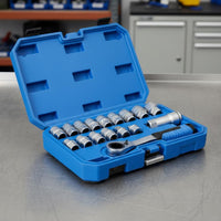 17 Pieces Fastener Grip Set Tight Space Access Ratchet Socket Wrench Kit High-Strength Steel Metal Hand Tools for Mechanics, DIY Users