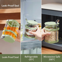 Overnight Oats Container with Spoon, Yogurt Parfait Cup, Salad Jar for Commuters, Health Enthusiasts, Travel, School
