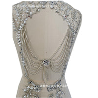 Shiny Silver and Gold Handmade Heavy Beaded Embroidery Rhinestone Applique Patch for Crafts