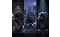 Black Crow Head Mask  Realistic  Crow Face Covering Adult Sized for Cosplayers, Halloween, Theater