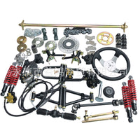 Custom Go-Kart with Triple Disc Brakes, Four Wheels, Front and Rear Suspension, Steering Wheel, 1m Rear Axle