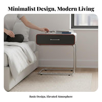 C-Shaped End Table Japanese aesthetic Nightstand Minimalist Design for Small Spaces