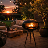 Tripod Fireplace Freestanding Liquid Biofuel Fireplace Matte Black for Terrace