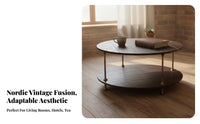 Three-Legged Circular Table Factory-Chic Aesthetic Household Furniture Vintage Look Stable Tripod Base for Apartment Dwellers